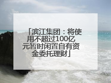 滨江集团：将使用不超过100亿元暂时闲置自有资金委托理财